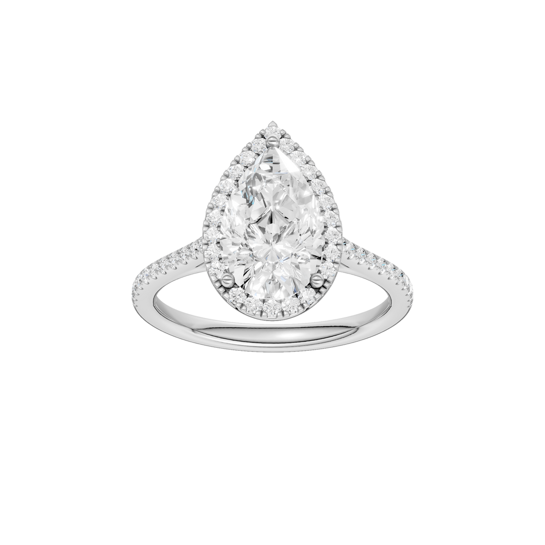 Petite Halo/Cathedral Engagement Ring (Pear) in 14K White Gold – Silvadi Jewelry Aurora CO
