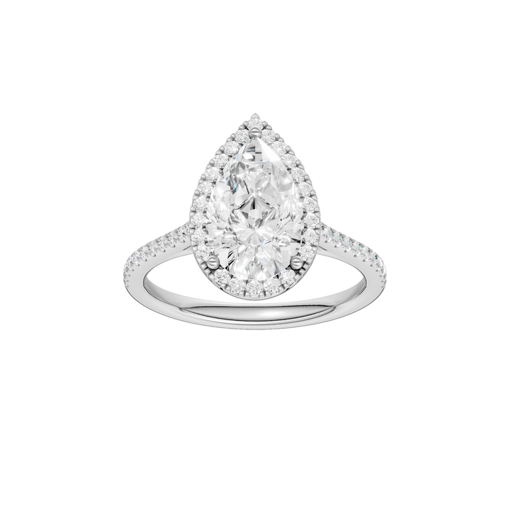 Petite Halo/Cathedral Engagement Ring (Pear) in 14K White Gold – Silvadi Jewelry Aurora CO