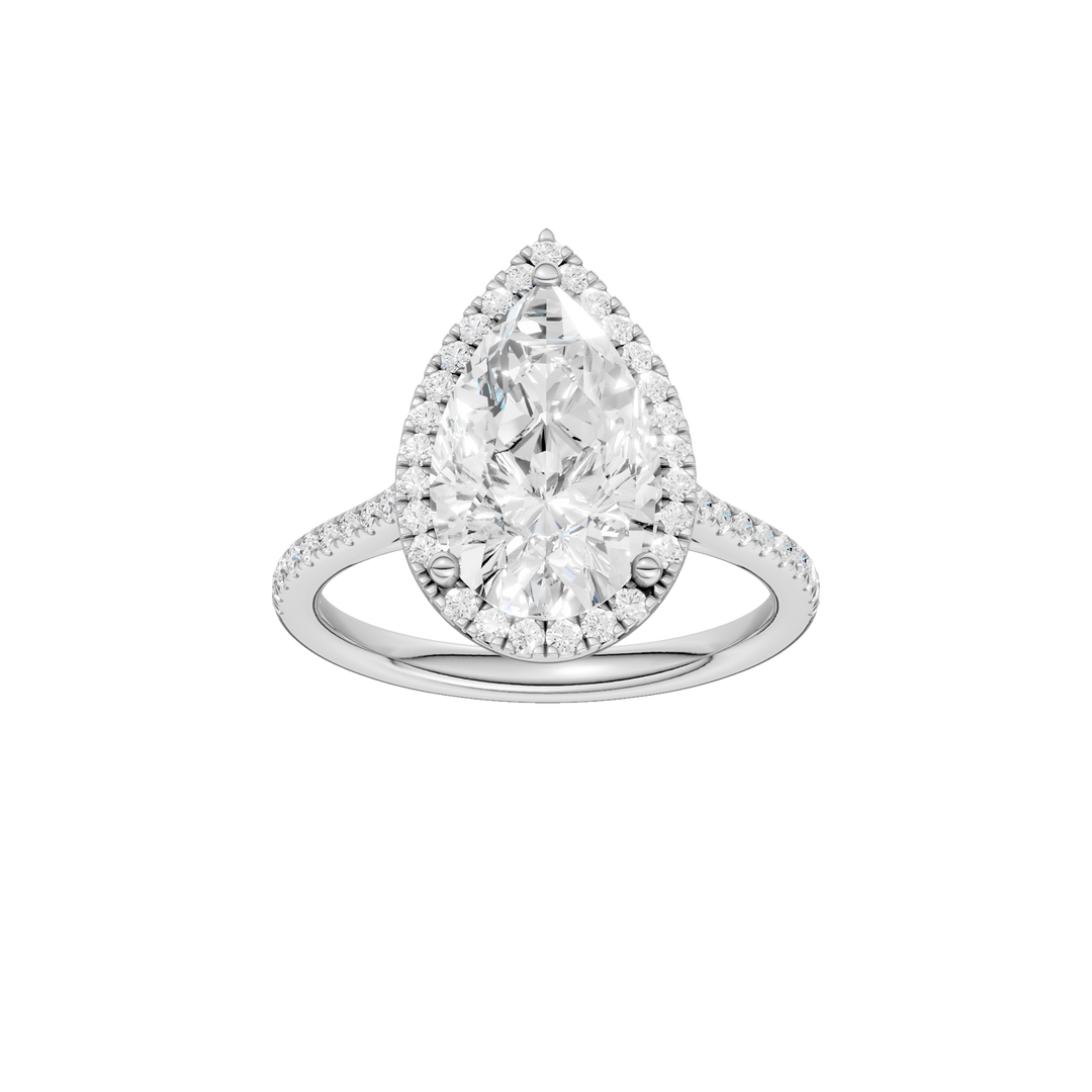 Petite Halo/Cathedral Engagement Ring (Pear) in 14K White Gold – Silvadi Jewelry Aurora CO