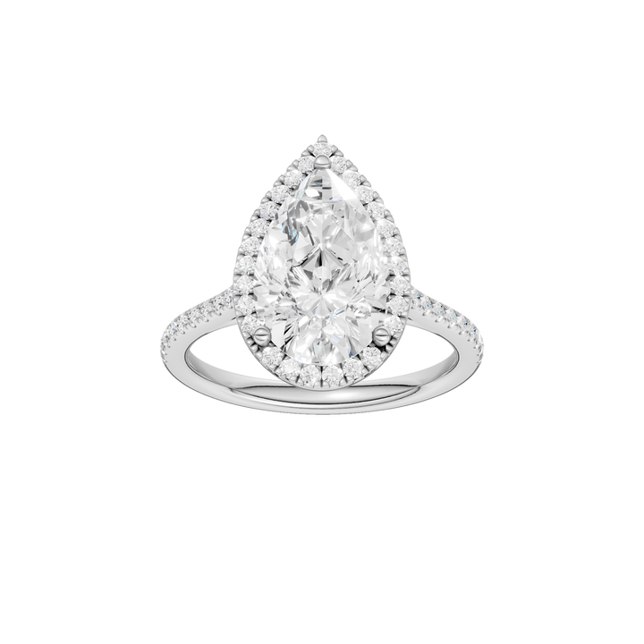 Petite Halo/Cathedral Engagement Ring (Pear) in 14K White Gold – Silvadi Jewelry Aurora CO
