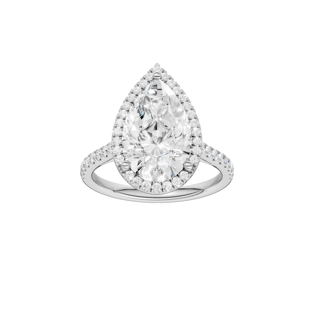 Petite Halo/Cathedral Engagement Ring (Pear) in 14K White Gold – Silvadi Jewelry Aurora CO