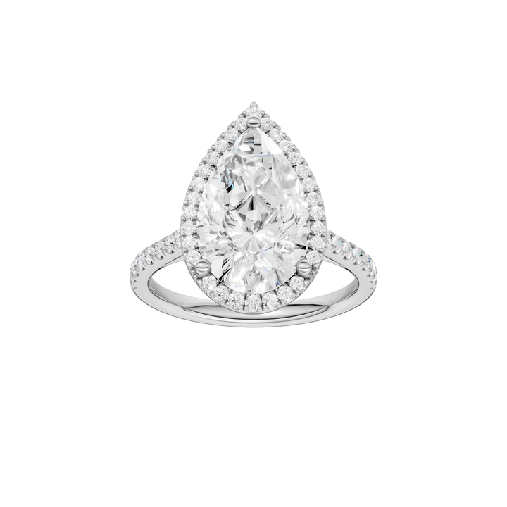 Petite Halo/Cathedral Engagement Ring (Pear) in 14K White Gold – Silvadi Jewelry Aurora CO