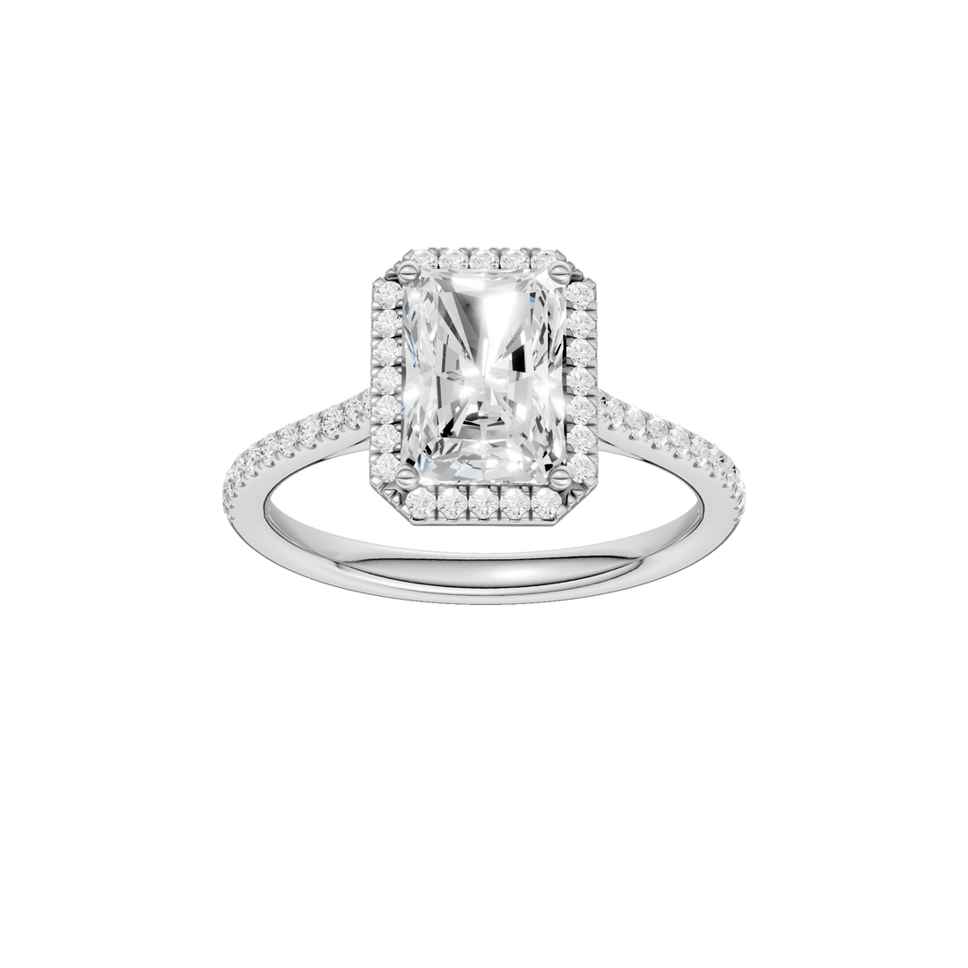Petite Halo/Cathedral Engagement Ring (Radiant Cut) in 14K White Gold – Silvadi Jewelry Aurora CO