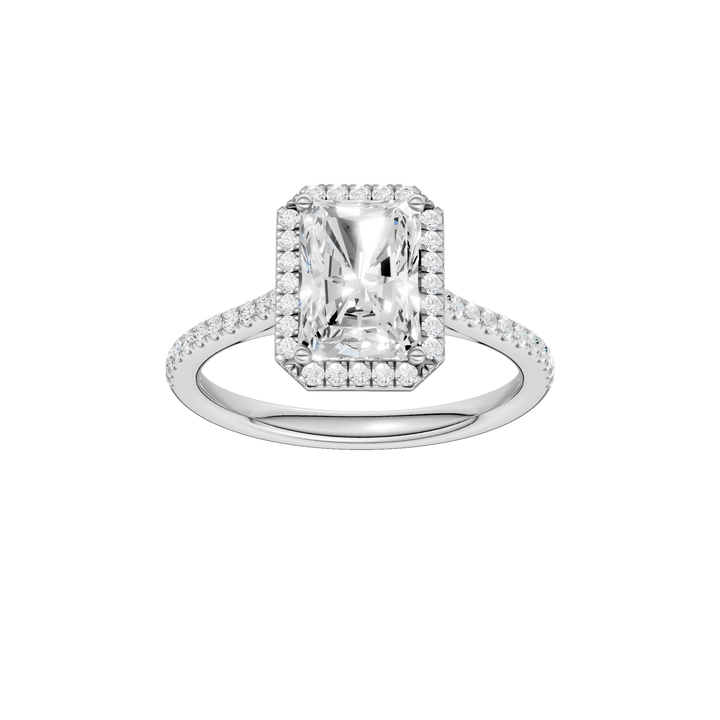Petite Halo/Cathedral Engagement Ring (Radiant Cut) in 14K White Gold – Silvadi Jewelry Aurora CO