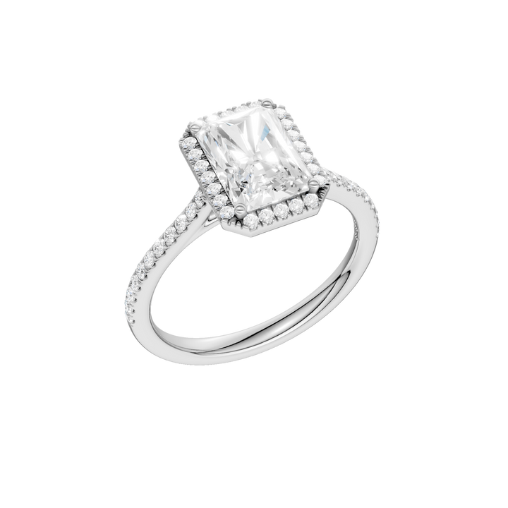 Petite Halo/Cathedral Engagement Ring (Radiant Cut) in 14K White Gold – Silvadi Jewelry Aurora CO
