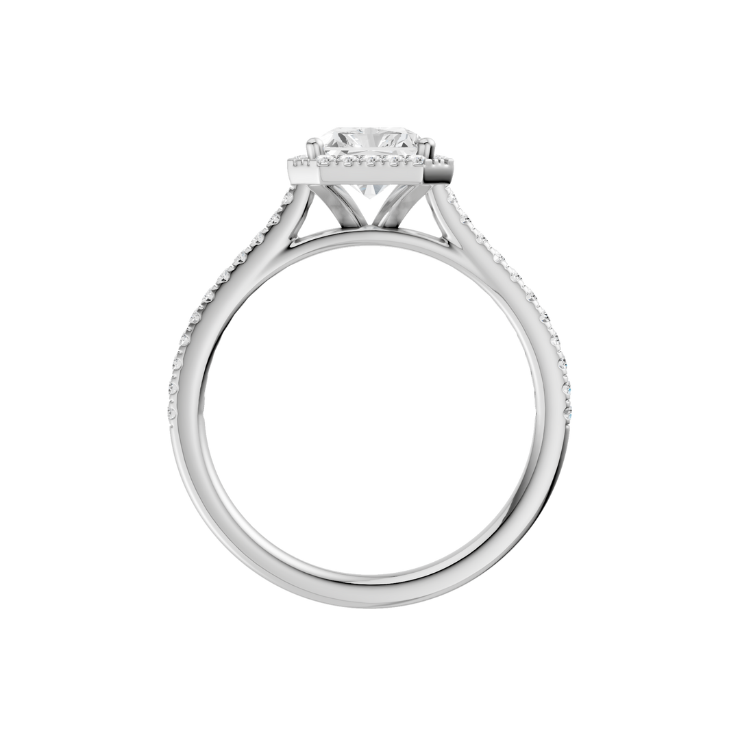 Petite Halo/Cathedral Engagement Ring (Radiant Cut) in 14K White Gold – Silvadi Jewelry Aurora CO
