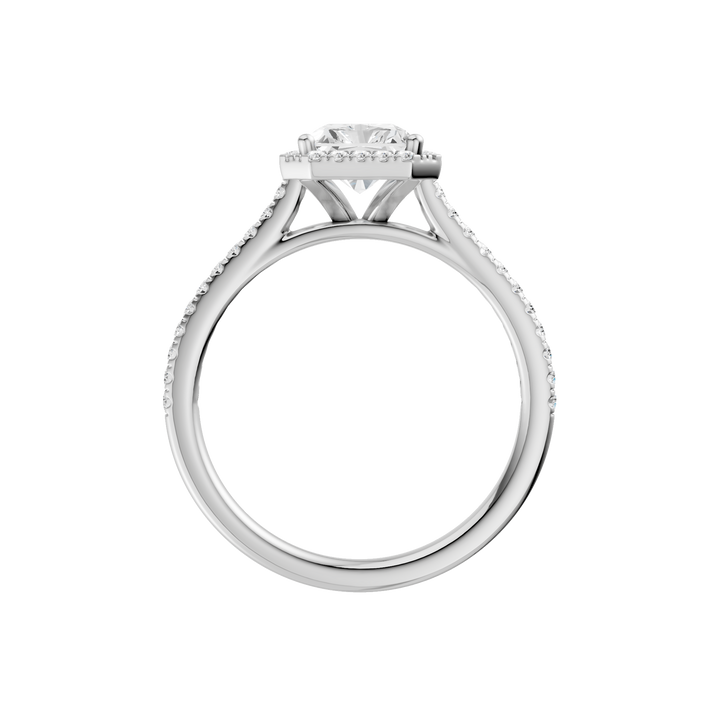 Petite Halo/Cathedral Engagement Ring (Radiant Cut) in 14K White Gold – Silvadi Jewelry Aurora CO