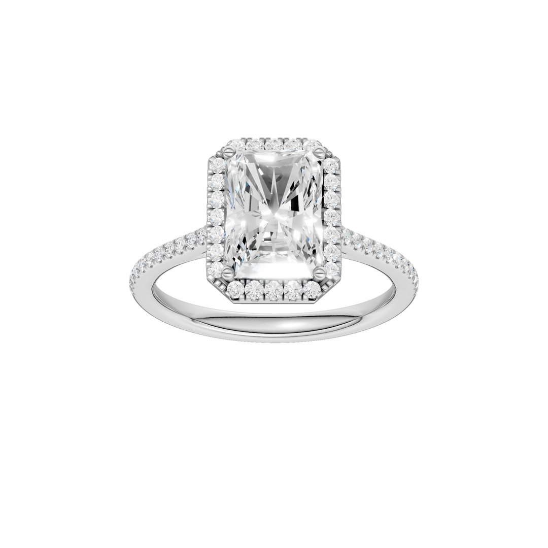Petite Halo/Cathedral Engagement Ring (Radiant Cut) in 14K White Gold – Silvadi Jewelry Aurora CO