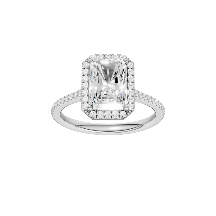 Petite Halo/Cathedral Engagement Ring (Radiant Cut) in 14K White Gold – Silvadi Jewelry Aurora CO