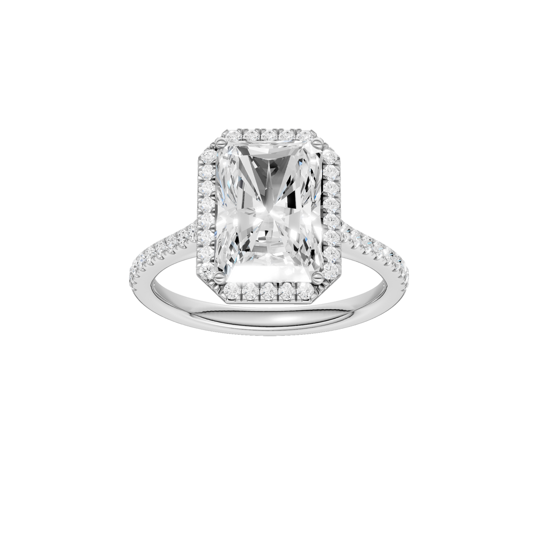 Petite Halo/Cathedral Engagement Ring (Radiant Cut) in 14K White Gold – Silvadi Jewelry Aurora CO
