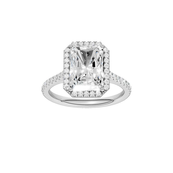 Petite Halo/Cathedral Engagement Ring (Radiant Cut) in 14K White Gold – Silvadi Jewelry Aurora CO