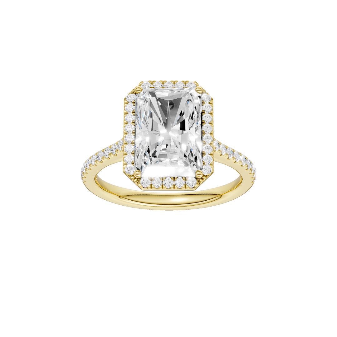 Petite Halo/Cathedral Engagement Ring (Radiant Cut) in 14K Yellow Gold – Silvadi Jewelry Aurora CO