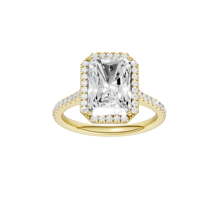 Petite Halo/Cathedral Engagement Ring (Radiant Cut) in 14K Yellow Gold – Silvadi Jewelry Aurora CO