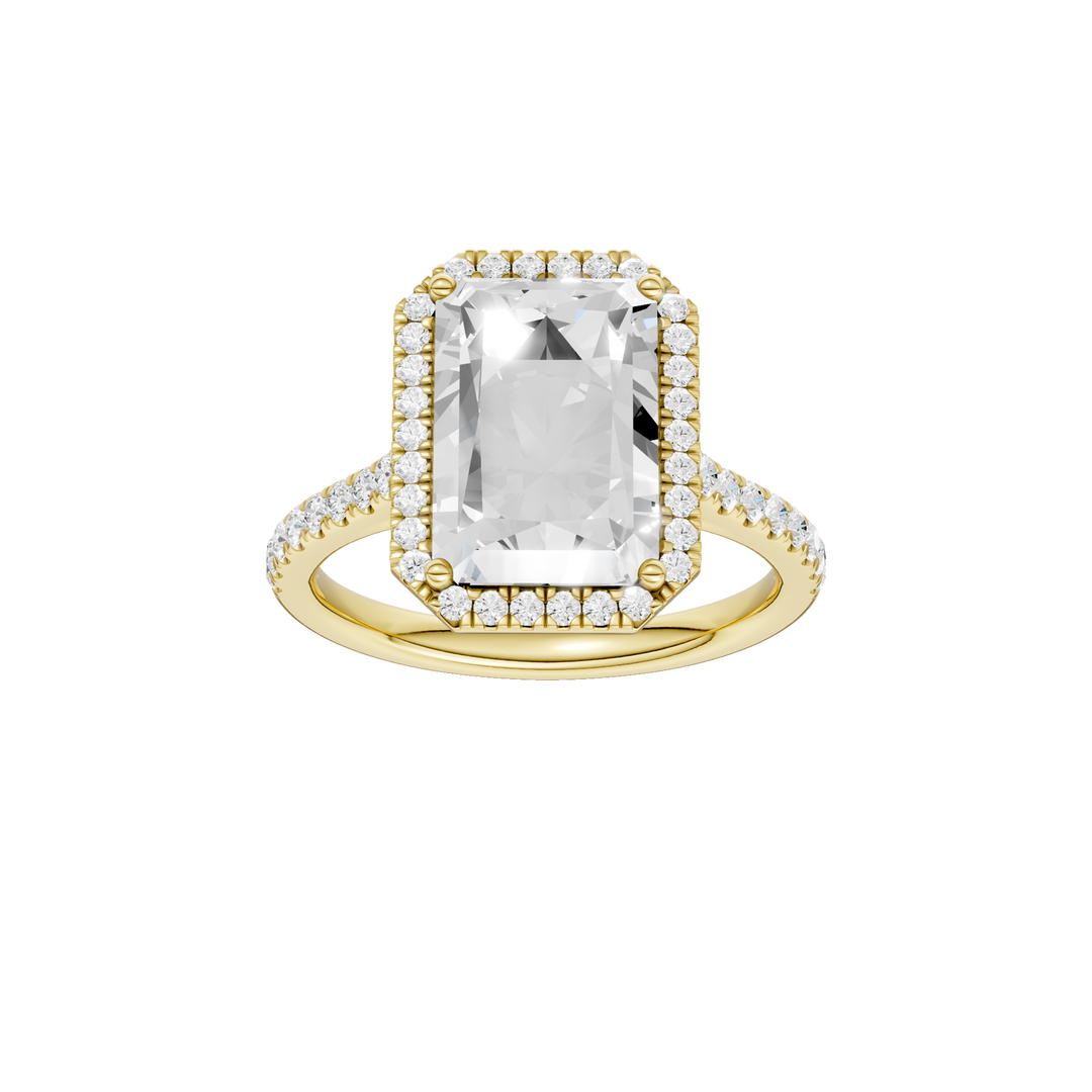 Petite Halo/Cathedral Engagement Ring (Radiant Cut) in 14K Yellow Gold – Silvadi Jewelry Aurora CO