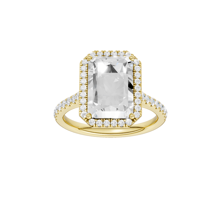 Petite Halo/Cathedral Engagement Ring (Radiant Cut) in 14K Yellow Gold – Silvadi Jewelry Aurora CO