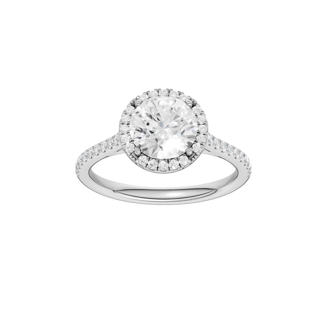 Petite Halo/Cathedral Engagement Ring (Round) in 14K White Gold – Silvadi Jewelry Aurora CO