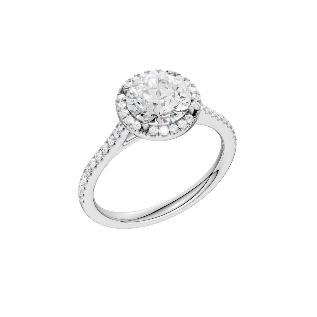 Petite Halo/Cathedral Engagement Ring (Round) in 14K White Gold – Silvadi Jewelry Aurora CO