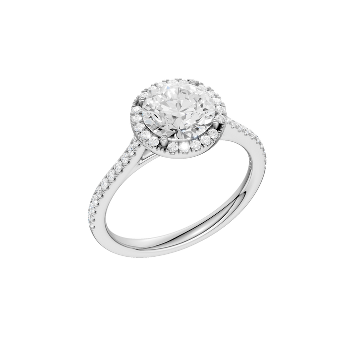 Petite Halo/Cathedral Engagement Ring (Round) in 14K White Gold – Silvadi Jewelry Aurora CO