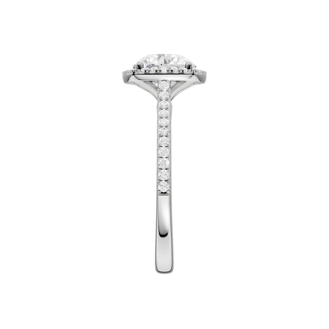 Petite Halo/Cathedral Engagement Ring (Round) in 14K White Gold – Silvadi Jewelry Aurora CO