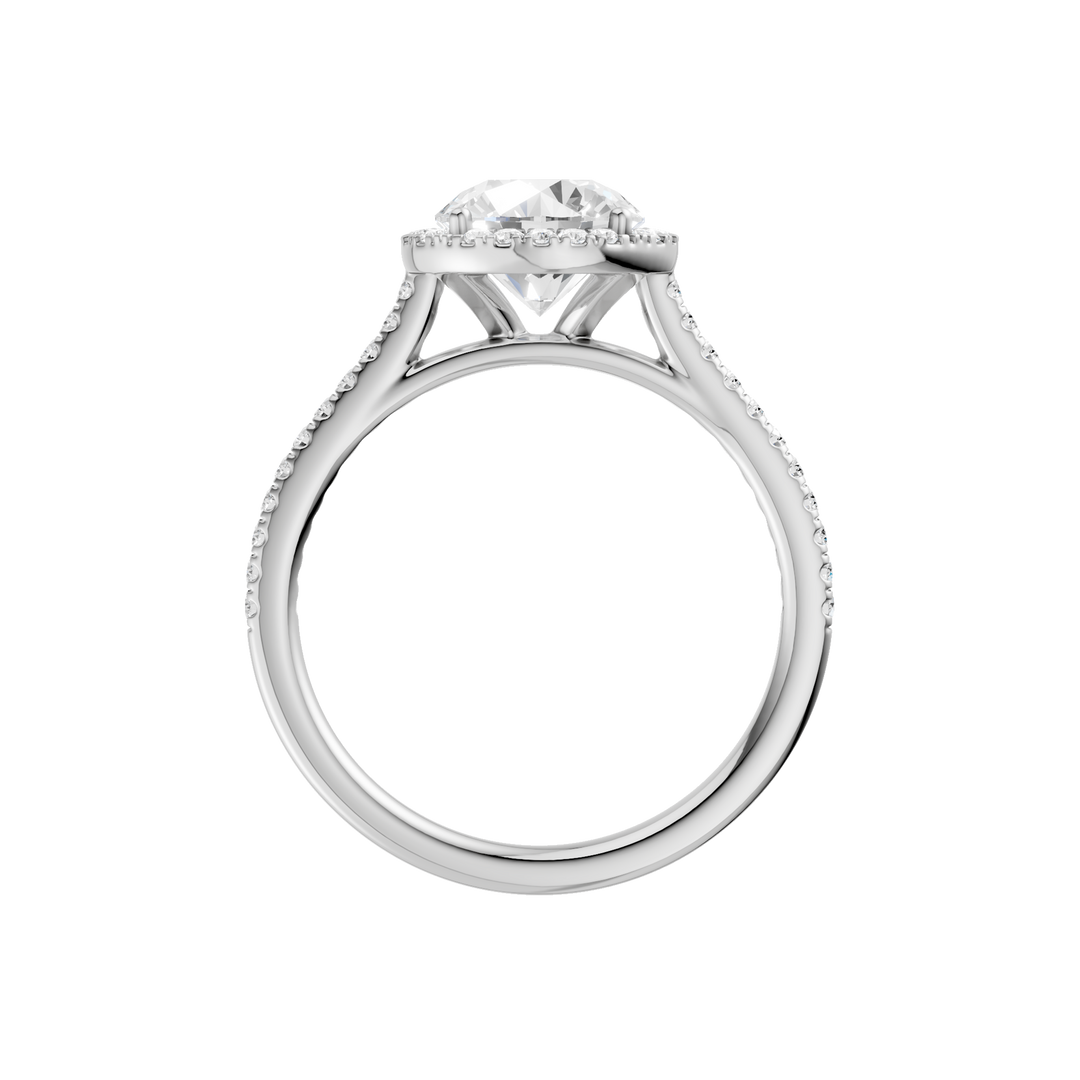 Petite Halo/Cathedral Engagement Ring (Round) in 14K White Gold – Silvadi Jewelry Aurora CO
