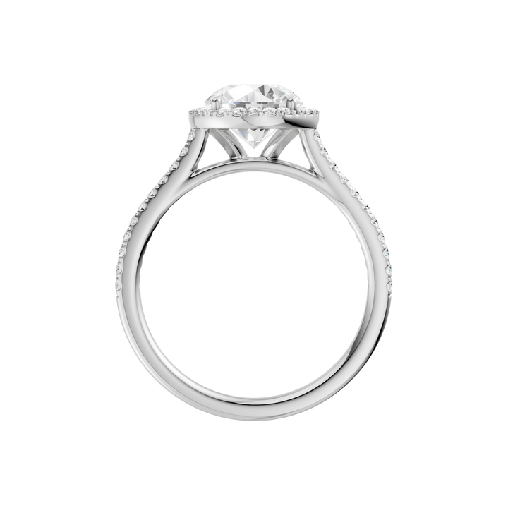 Petite Halo/Cathedral Engagement Ring (Round) in 14K White Gold – Silvadi Jewelry Aurora CO