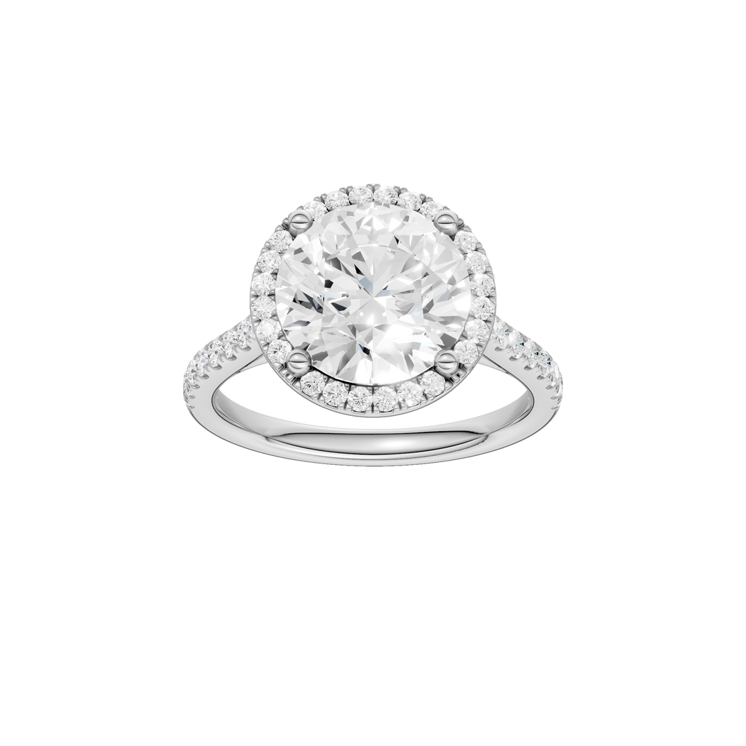 Petite Halo/Cathedral Engagement Ring (Round) in 14K White Gold – Silvadi Jewelry Aurora CO