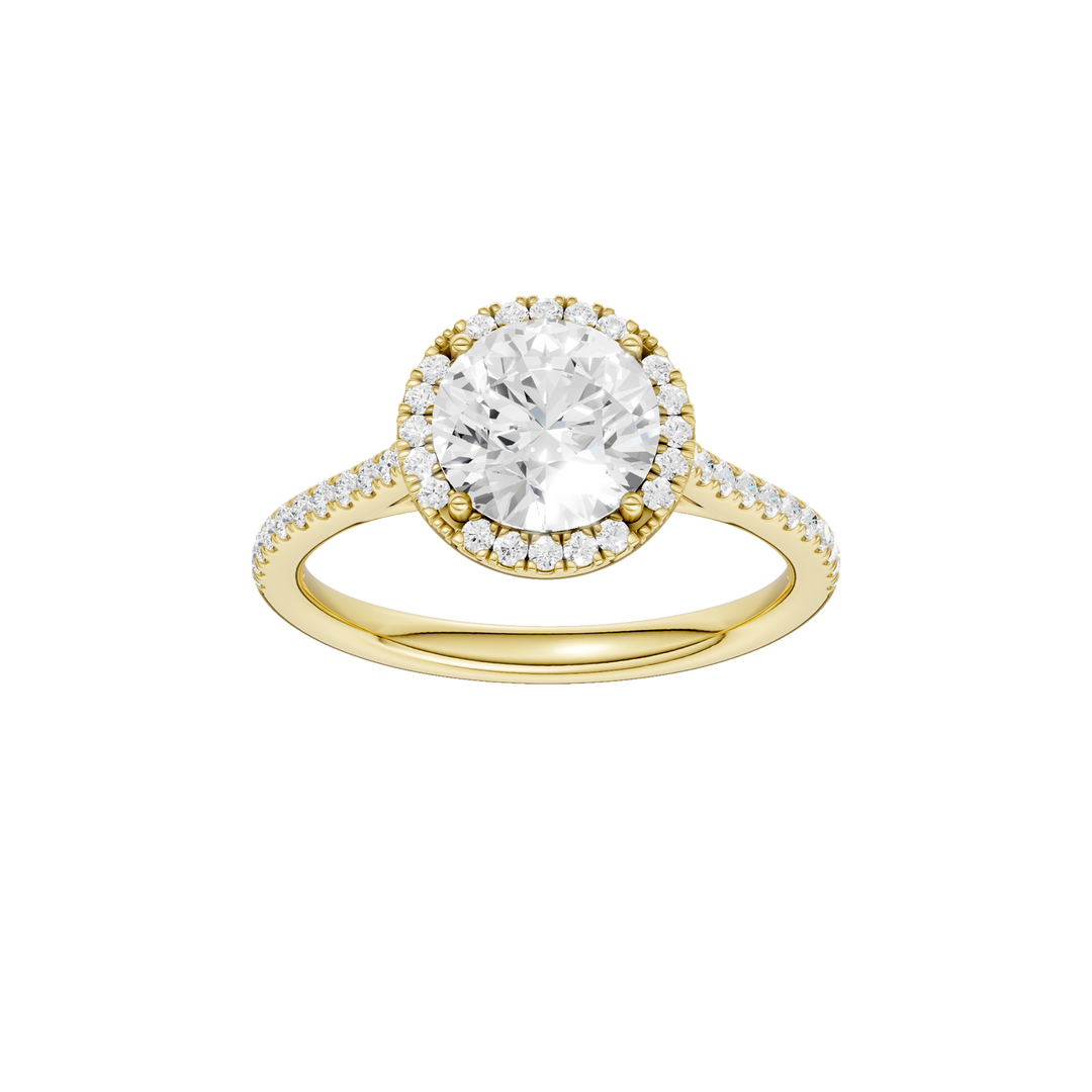 Petite Halo/Cathedral Engagement Ring (Round) in 14K Yellow Gold – Silvadi Jewelry Aurora CO