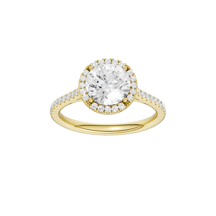 Petite Halo/Cathedral Engagement Ring (Round) in 14K Yellow Gold – Silvadi Jewelry Aurora CO