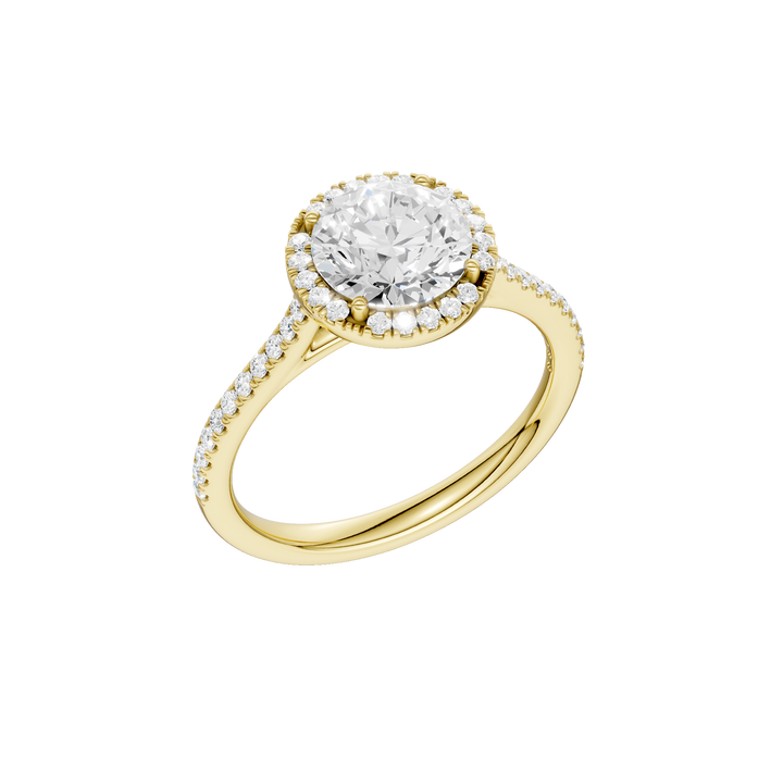 Petite Halo/Cathedral Engagement Ring (Round) in 14K Yellow Gold – Silvadi Jewelry Aurora CO