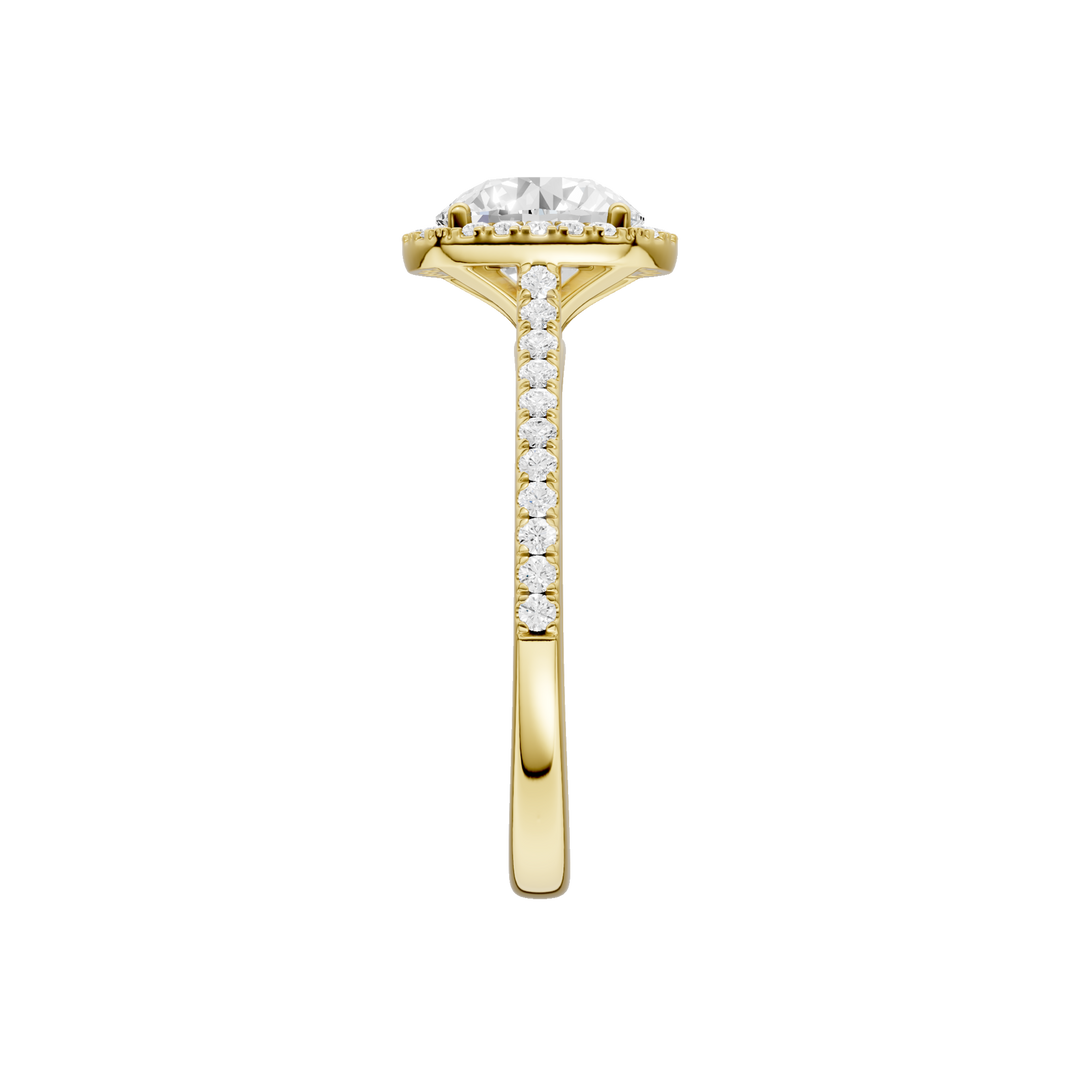 Petite Halo/Cathedral Engagement Ring (Round) in 14K Yellow Gold – Silvadi Jewelry Aurora CO