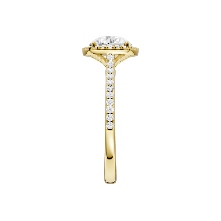 Petite Halo/Cathedral Engagement Ring (Round) in 14K Yellow Gold – Silvadi Jewelry Aurora CO