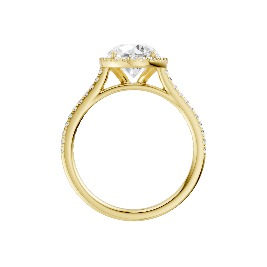 Petite Halo/Cathedral Engagement Ring (Round) in 14K Yellow Gold – Silvadi Jewelry Aurora CO