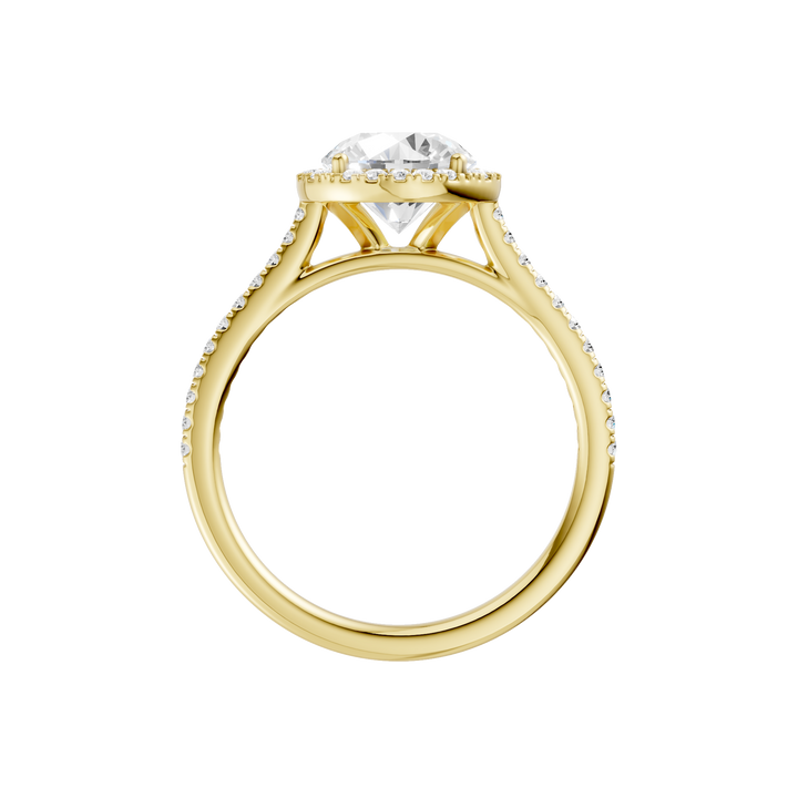 Petite Halo/Cathedral Engagement Ring (Round) in 14K Yellow Gold – Silvadi Jewelry Aurora CO