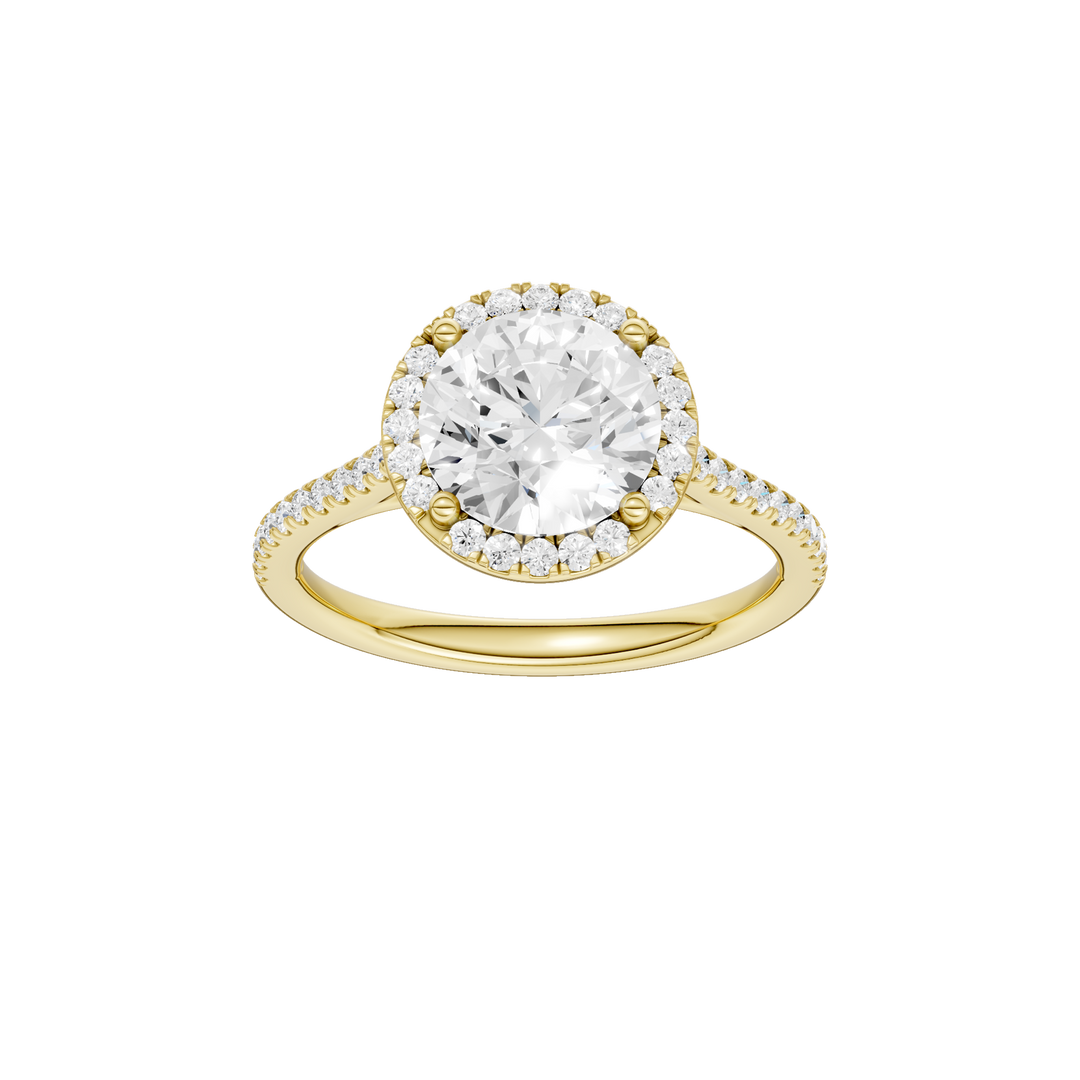 Petite Halo/Cathedral Engagement Ring (Round) in 14K Yellow Gold – Silvadi Jewelry Aurora CO