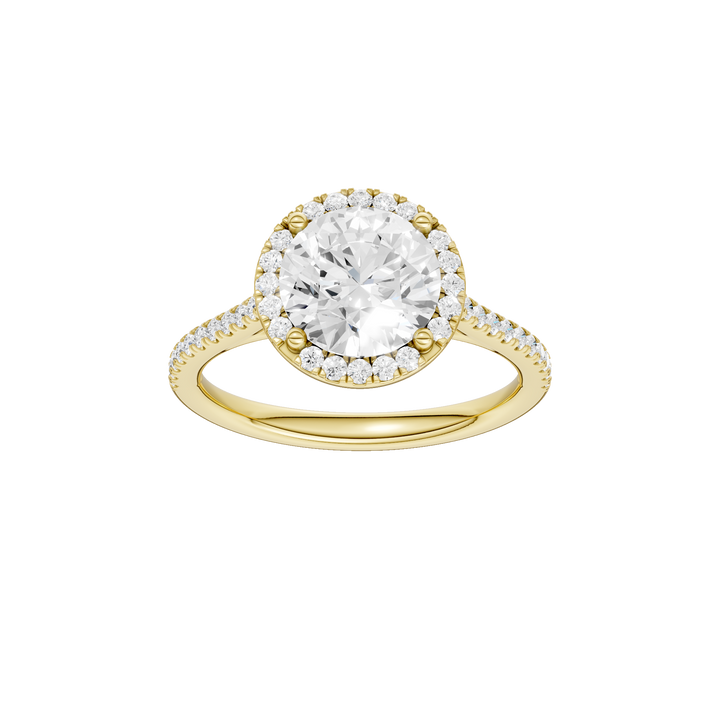 Petite Halo/Cathedral Engagement Ring (Round) in 14K Yellow Gold – Silvadi Jewelry Aurora CO