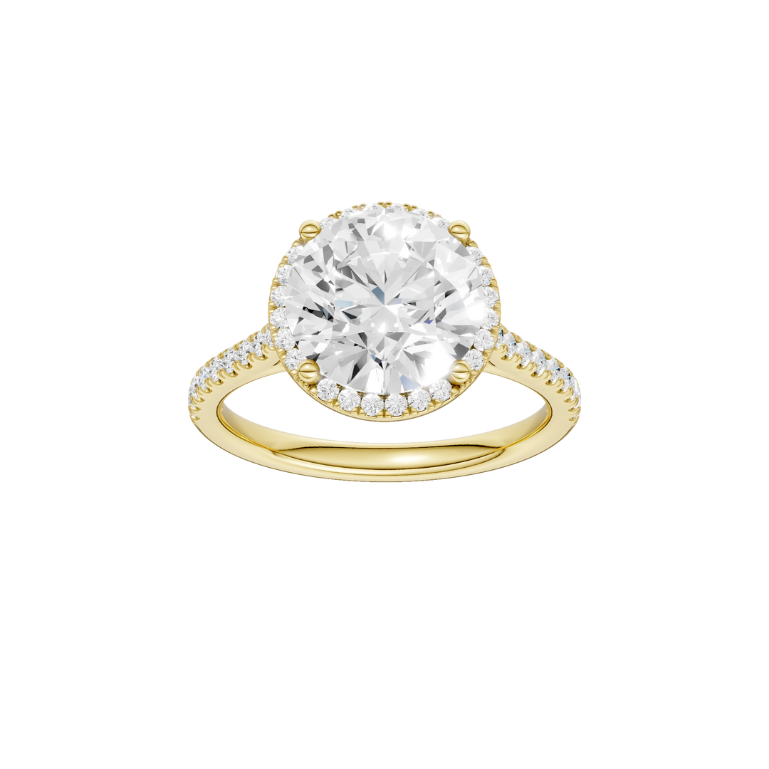 Petite Halo/Cathedral Engagement Ring (Round) in 14K Yellow Gold – Silvadi Jewelry Aurora CO