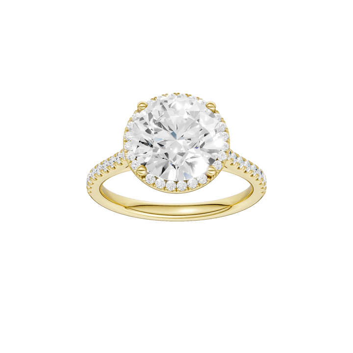 Petite Halo/Cathedral Engagement Ring (Round) in 14K Yellow Gold – Silvadi Jewelry Aurora CO