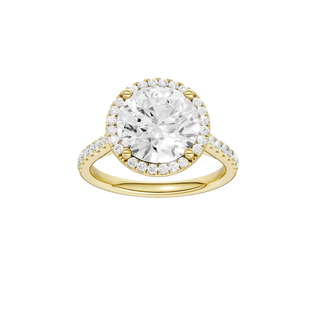 Petite Halo/Cathedral Engagement Ring (Round) in 14K Yellow Gold – Silvadi Jewelry Aurora CO
