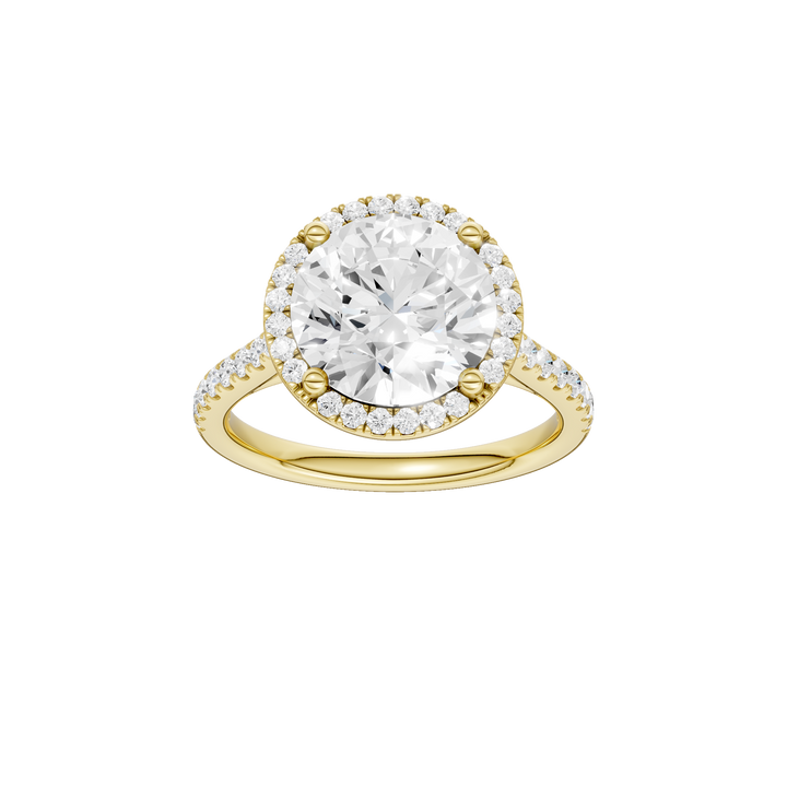 Petite Halo/Cathedral Engagement Ring (Round) in 14K Yellow Gold – Silvadi Jewelry Aurora CO