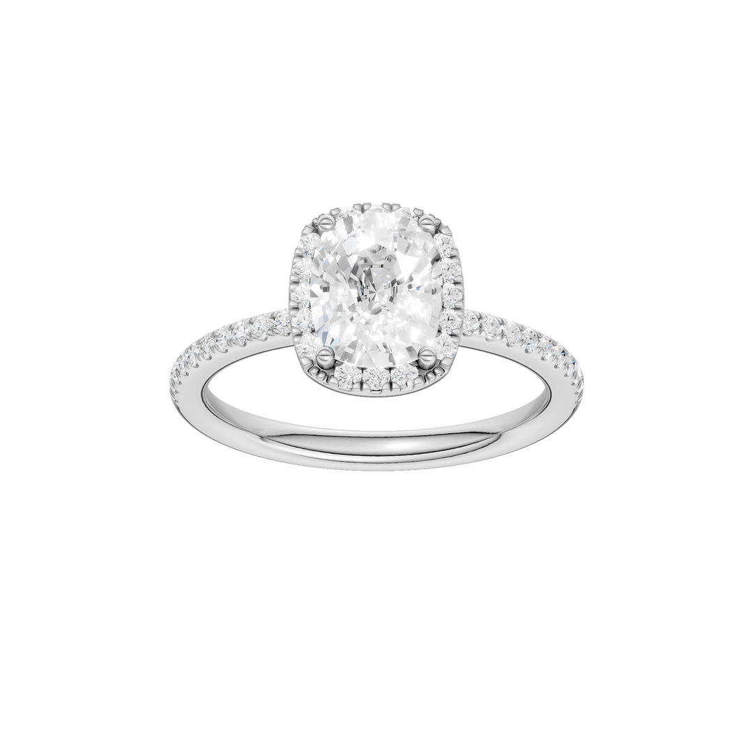 Petite Halo/Peg Head Engagement Ring (Elongated Cushion) in 14K White Gold – Silvadi Jewelry Aurora CO