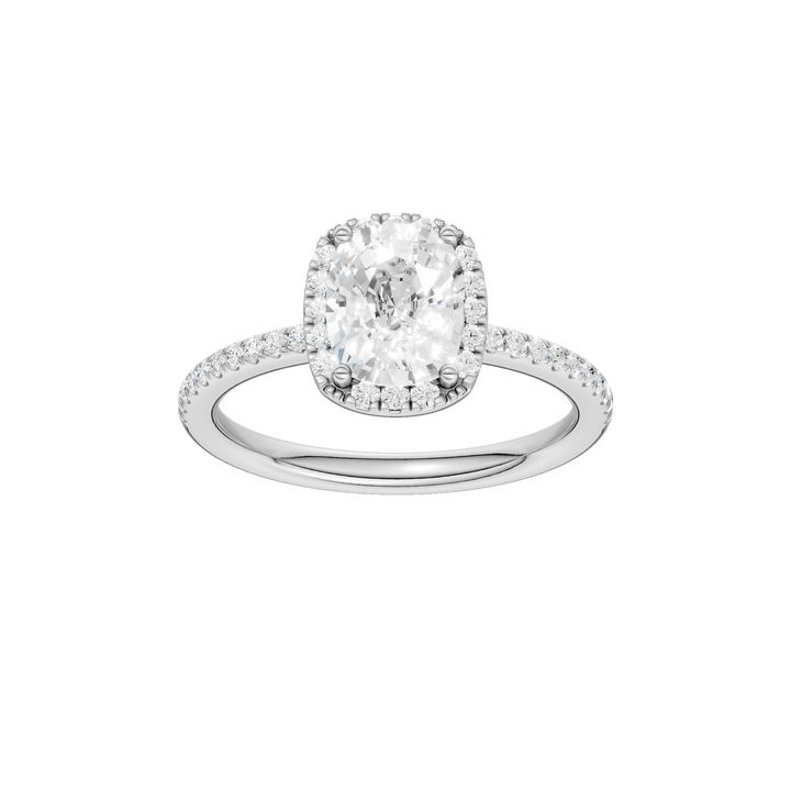 Petite Halo/Peg Head Engagement Ring (Elongated Cushion) in 14K White Gold – Silvadi Jewelry Aurora CO