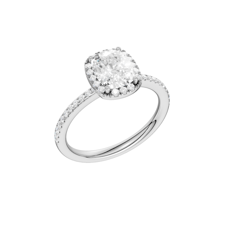 Petite Halo/Peg Head Engagement Ring (Elongated Cushion) in 14K White Gold – Silvadi Jewelry Aurora CO