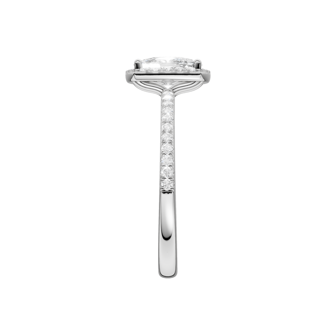 Petite Halo/Peg Head Engagement Ring (Elongated Cushion) in 14K White Gold – Silvadi Jewelry Aurora CO
