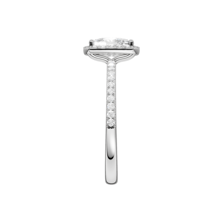 Petite Halo/Peg Head Engagement Ring (Elongated Cushion) in 14K White Gold – Silvadi Jewelry Aurora CO
