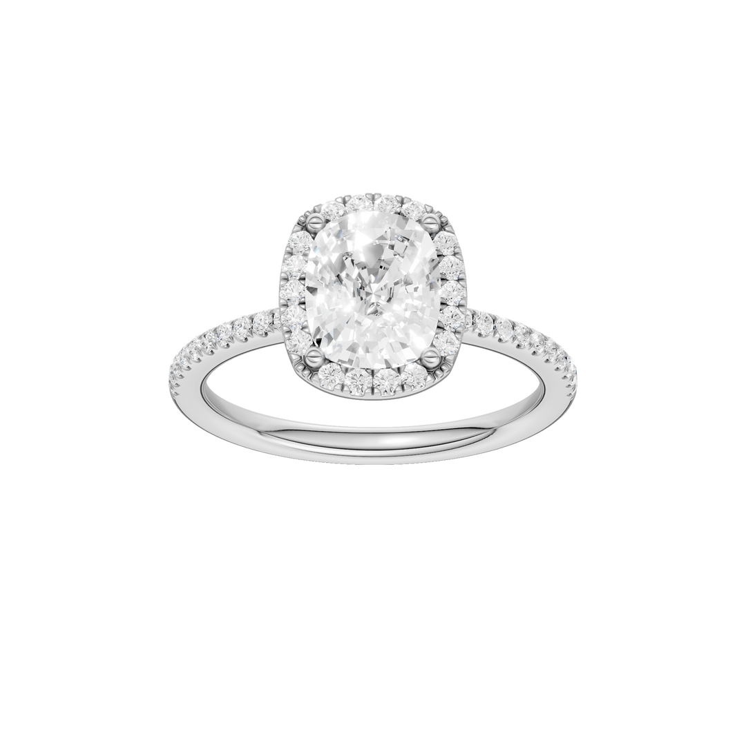 Petite Halo/Peg Head Engagement Ring (Elongated Cushion) in 14K White Gold – Silvadi Jewelry Aurora CO