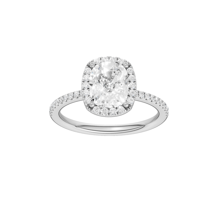 Petite Halo/Peg Head Engagement Ring (Elongated Cushion) in 14K White Gold – Silvadi Jewelry Aurora CO