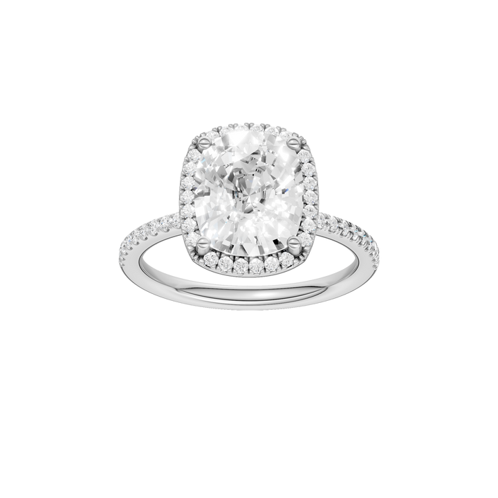 Petite Halo/Peg Head Engagement Ring (Elongated Cushion) in 14K White Gold – Silvadi Jewelry Aurora CO
