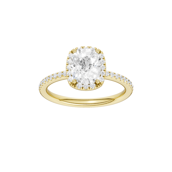 Petite Halo/Peg Head Engagement Ring (Elongated Cushion) in 14K Yellow Gold – Silvadi Jewelry Aurora CO