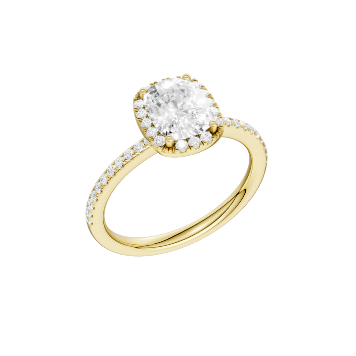 Petite Halo/Peg Head Engagement Ring (Elongated Cushion) in 14K Yellow Gold – Silvadi Jewelry Aurora CO