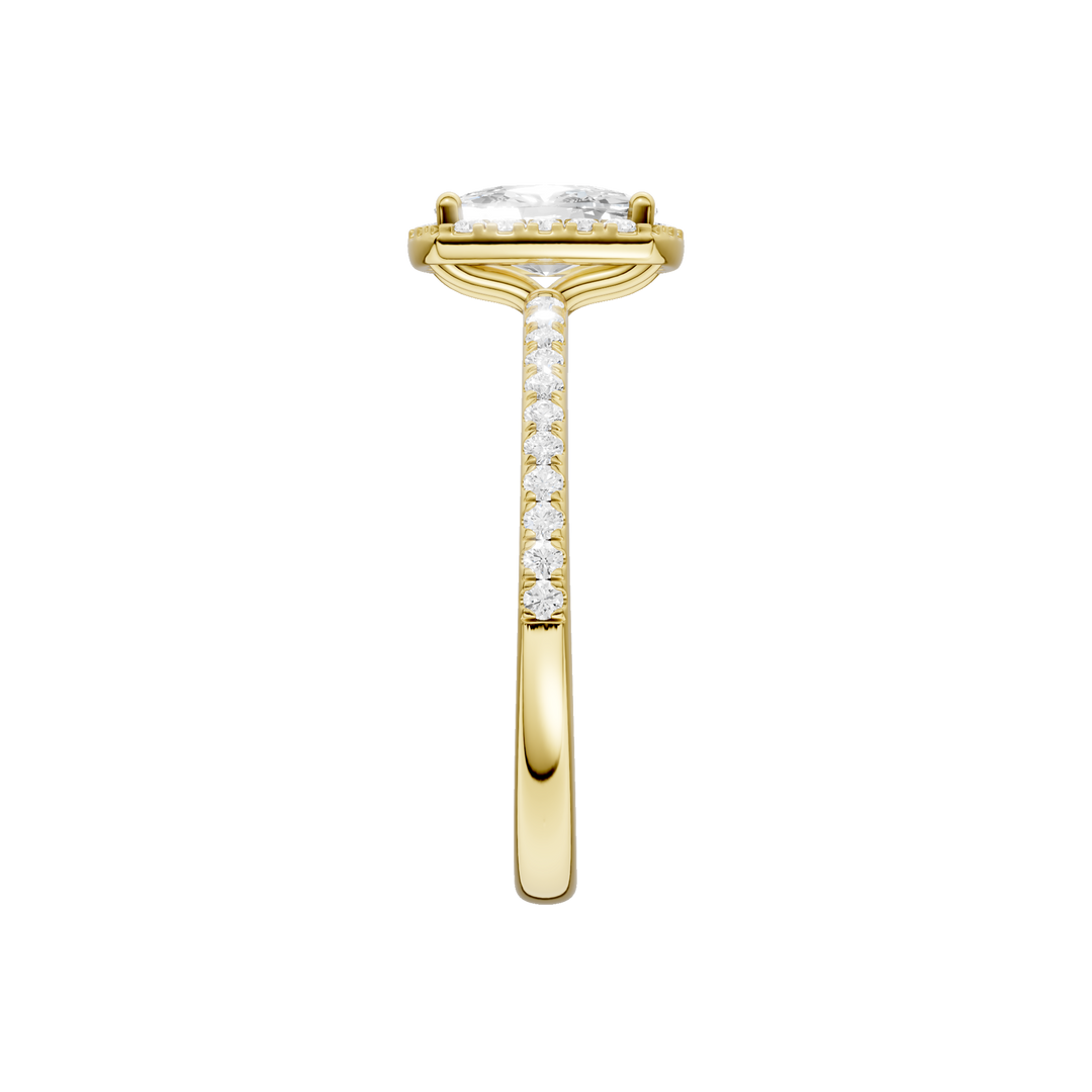 Petite Halo/Peg Head Engagement Ring (Elongated Cushion) in 14K Yellow Gold – Silvadi Jewelry Aurora CO